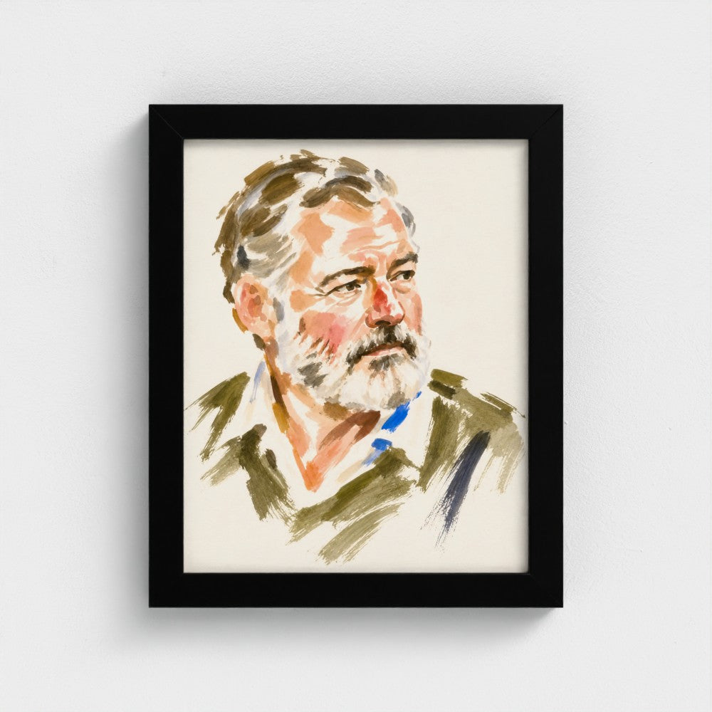 Ernest Hemingway — 8 × 10 inch portrait in a Black classic frame, Prodigi product preview