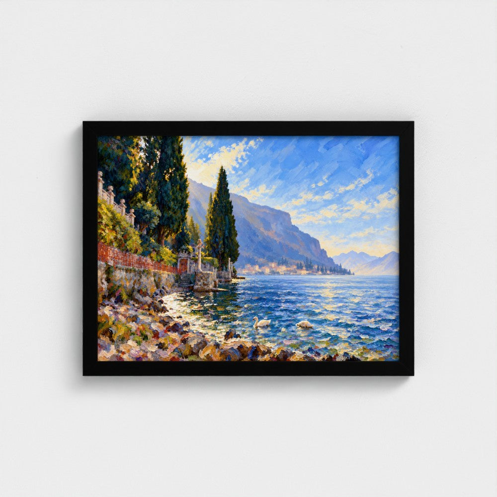 Como Shore I framed art print, 16 × 12 inches, Black frame, supplier Head On landscape preview.