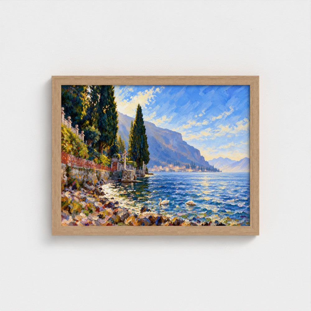 Como Shore I framed art print, 16 × 12 inches, Natural frame, supplier Head On landscape preview.