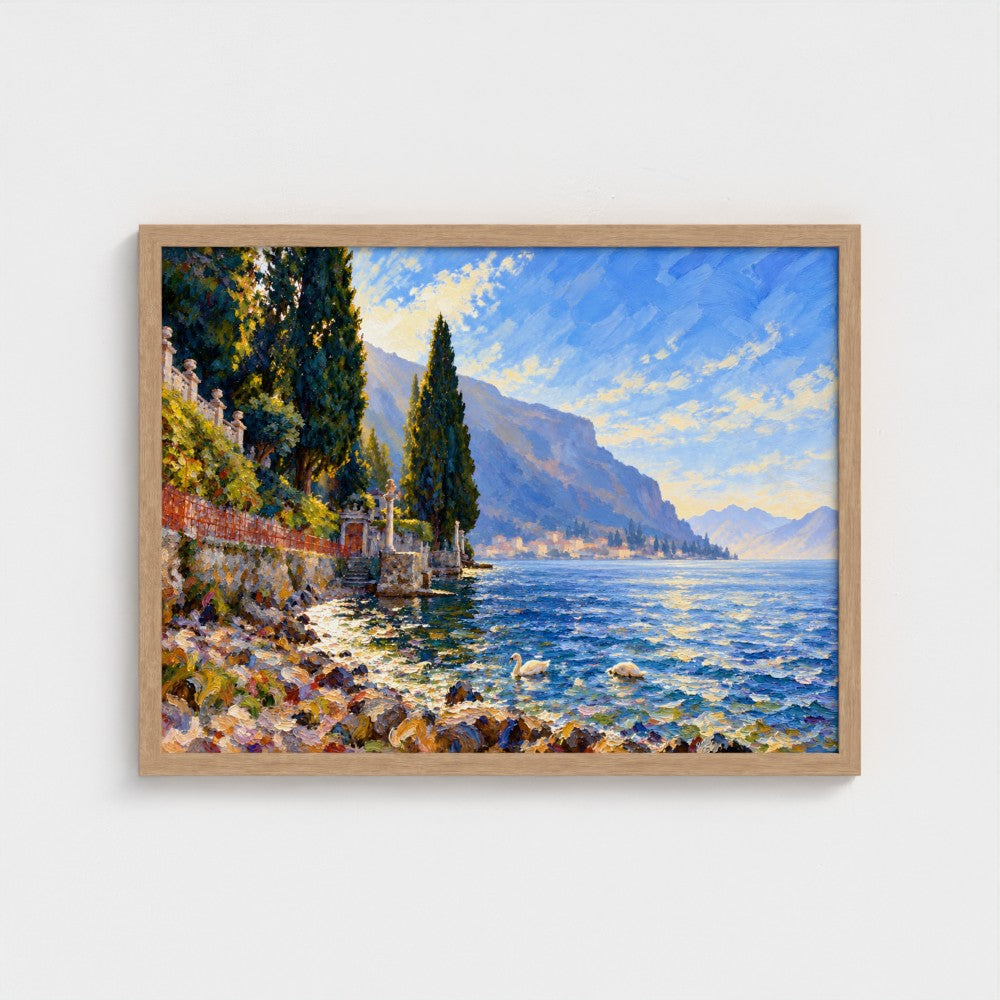 Como Shore I framed art print, 24 × 18 inches, Natural frame, supplier Head On landscape preview.