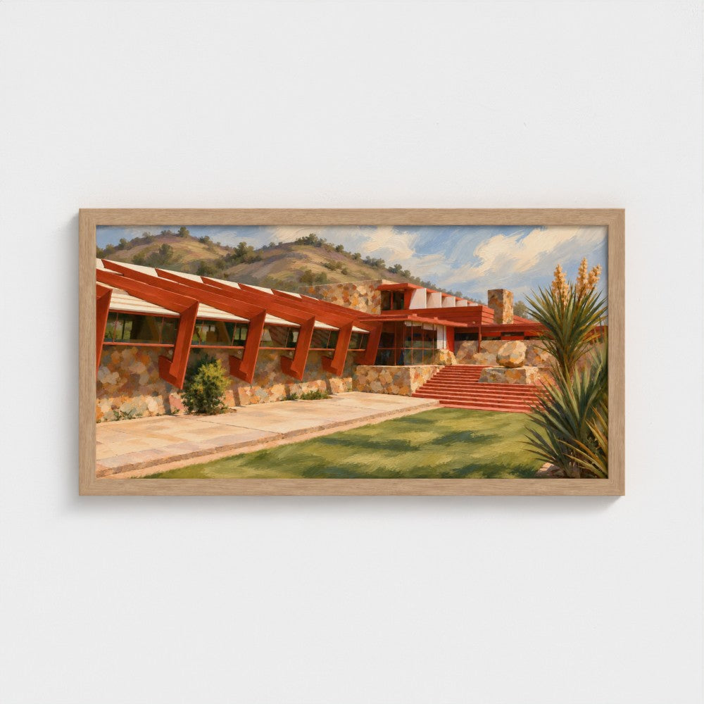 Desert Geometry I — 24 × 12 inch landscape art print in a Natural Classic frame, without a mat; supplier product preview.