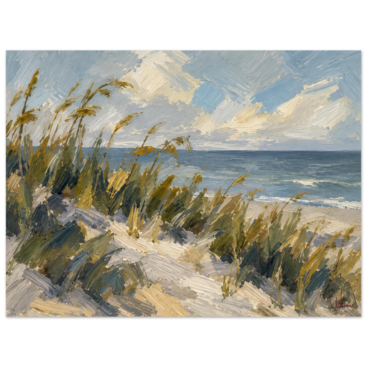 Signed Sea Oats at First Light artwork; framed version not shown