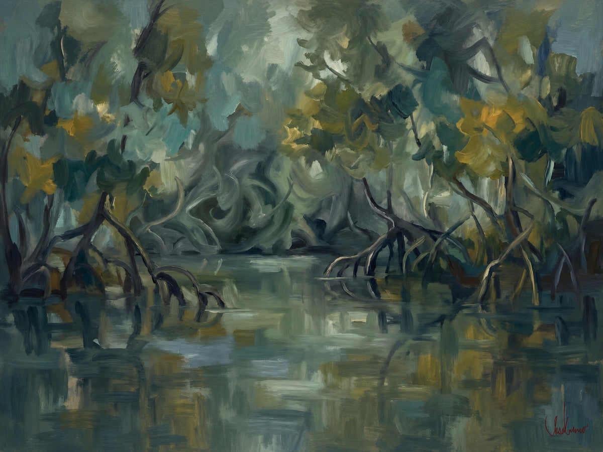 Mangrove Stillwater artwork for the large framed edition; frame not shown.