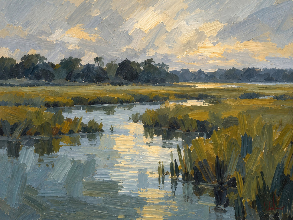 Salt Marsh Evening artwork for the large framed edition; frame not shown.