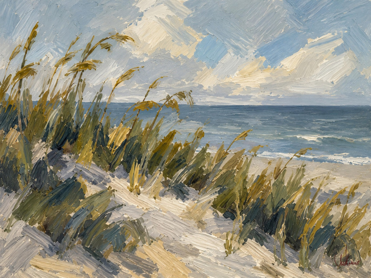 Sea Oats at First Light artwork for the large framed edition; frame not shown.